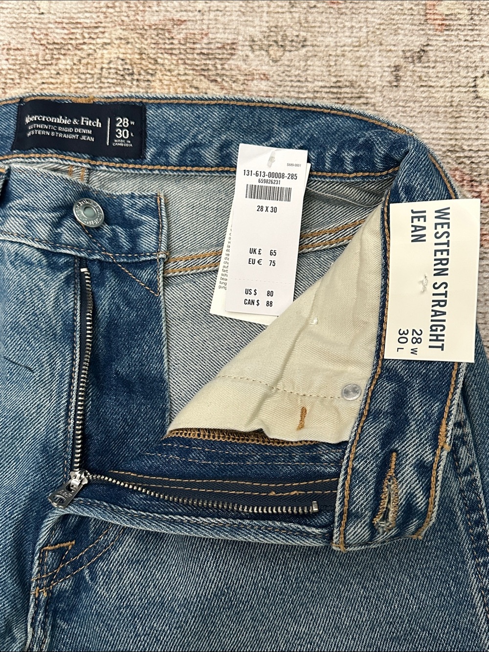 Men’s NWTs A& F Authentic Rigid Denim Western Straight Jeans